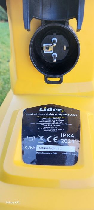 Rozdrabniacz do gałęzi Lider frezowy ER2618F 2600W 45mm