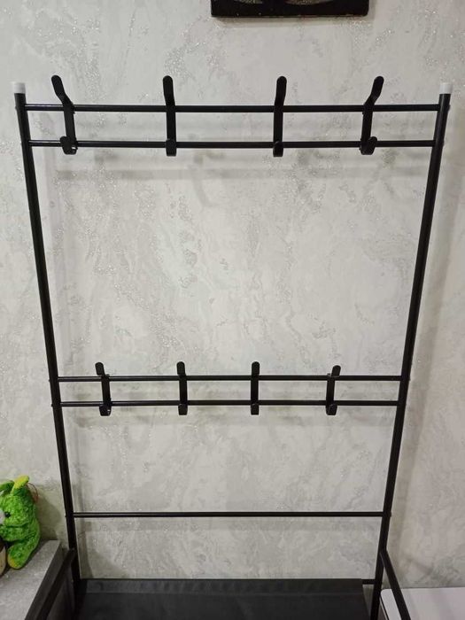 Вешалка напольная с крючками для одежды и полками для обуви, прихожей