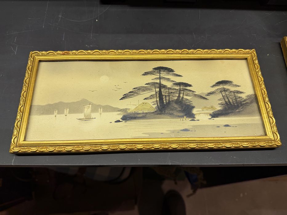 Oryginalny Japoński tryptyk Fujijama - 3 obrazy 15 x 35