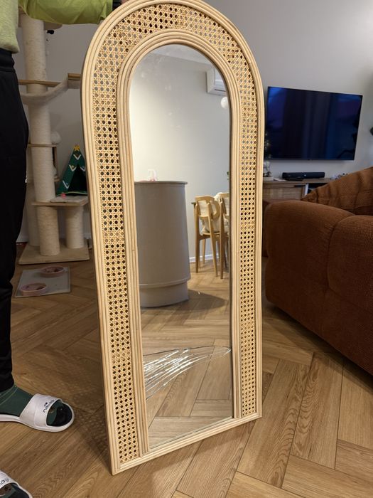 Rozbite Lustro ścienne FRANEY 50 cm 120 cm Rattan Beliani