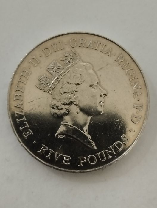 Moeda 5 Libras 1996, 70 anos nascimento Rainha Elisabeth II UK