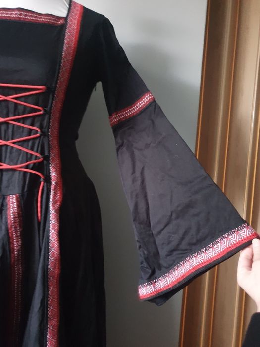 Długa bawełniana sukienka słowiańska gotycka ukrainian folklore pagan goth