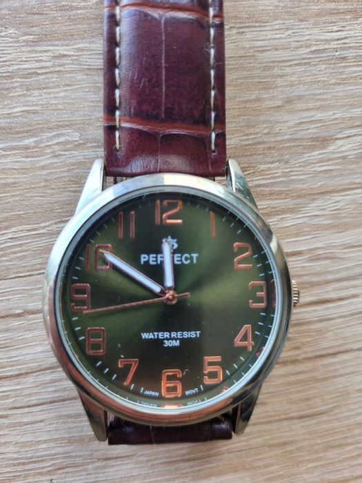 Zegarek Perfect - zielona tarcza - DUŻE CYFRY
