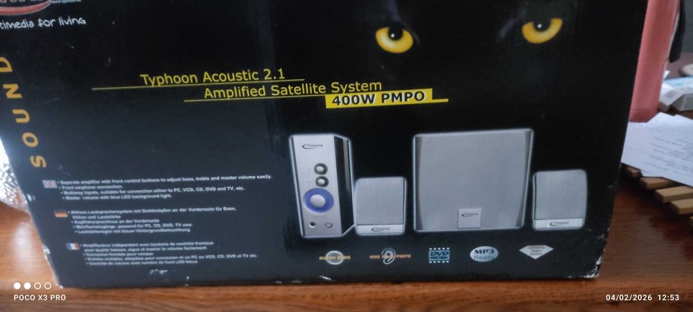 Aparelhagem de som para PC, 2 colunas  subwoofer e controlador de som