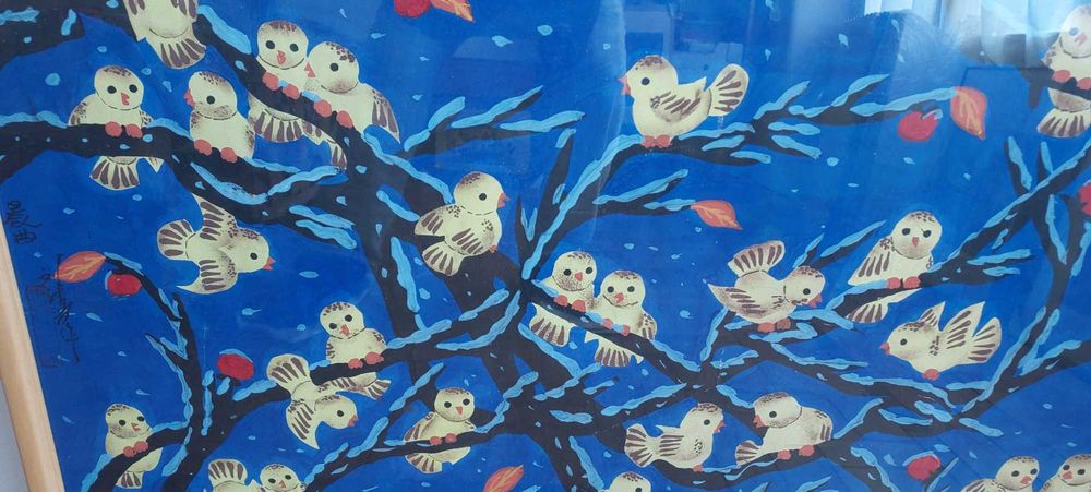 Painting "Little Birds", Painting and Collage