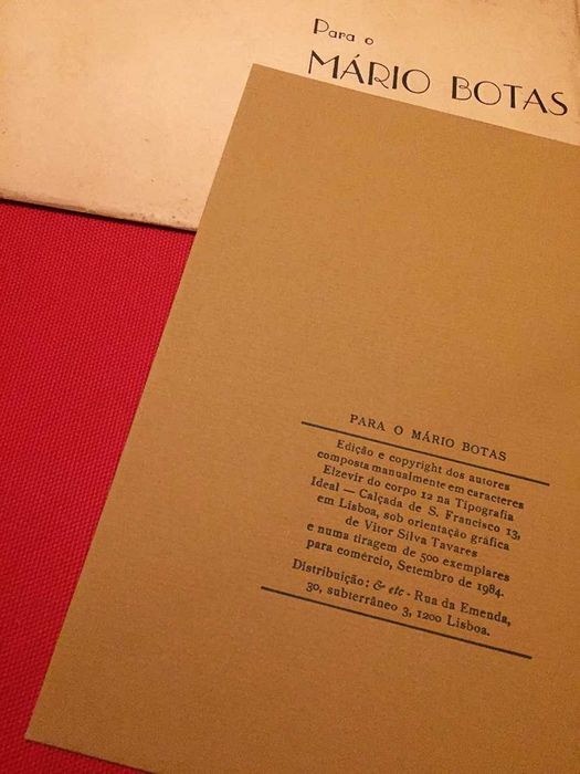 "Para o Mário Botas"
Por Raul de Carvalho, Mário Cesariny...