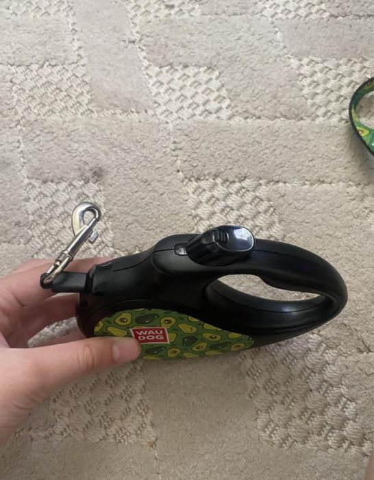 Набір Wau Dog:рулетка+повідець з принтом авакадо