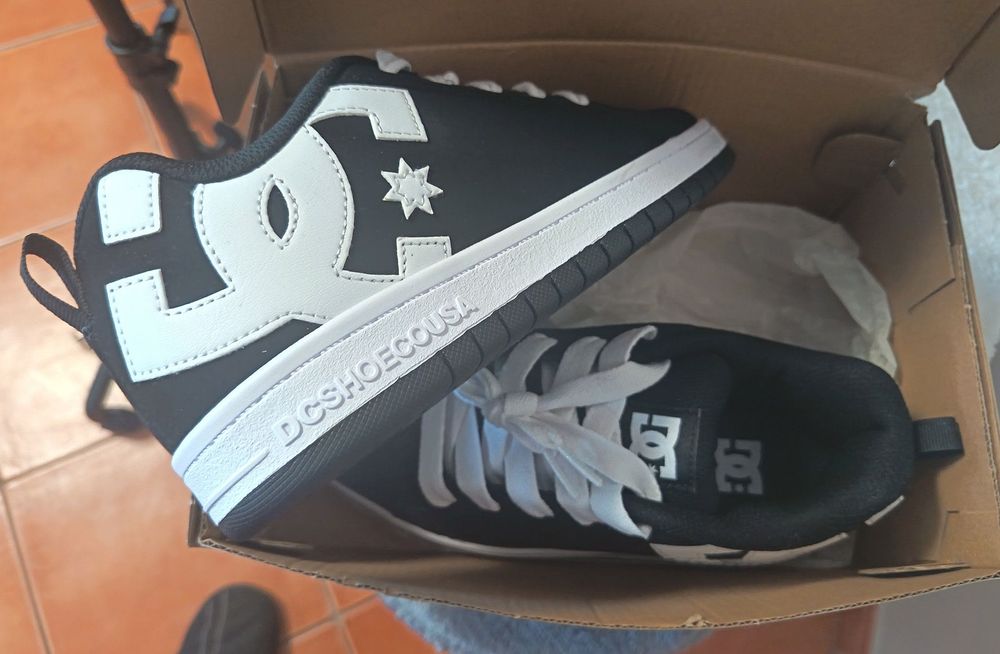 DC Shoes Court Grafik Pretas / Branco Unisexo NOVAS 38