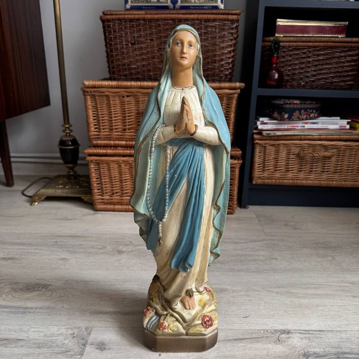 Stara figura gipsowa Matka Boska z Lourdes – 54 cm | Antyk retro