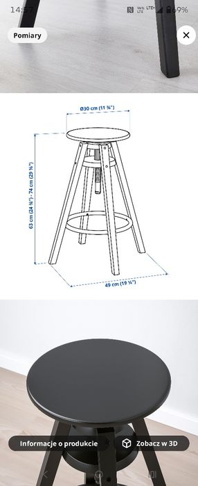 Zestaw 3 stołków barowych Ikea