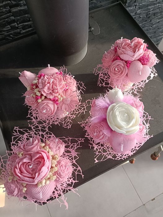 Świece sojowe bukiet kwiatów dzień babci