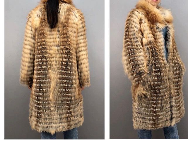 Lux Płaszcz Wełna Futro Srebrny Lis rudy zieleń futro LISY PL