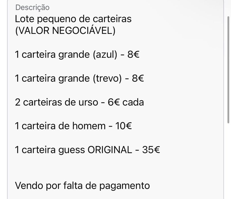 Lote prqueno de Carteiras