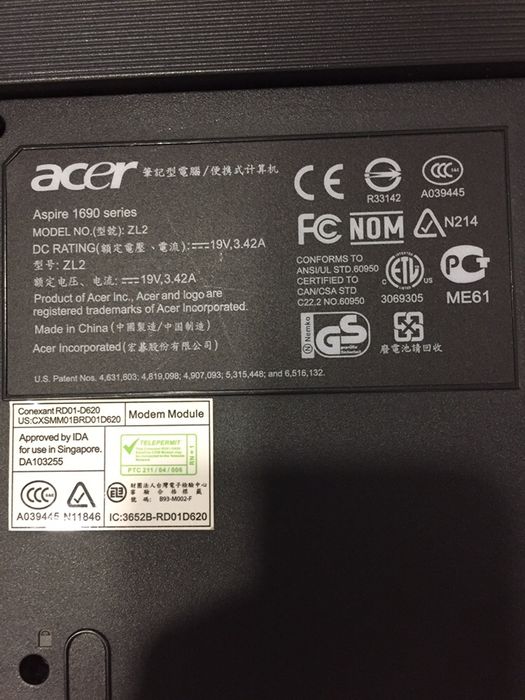 Computador Portatil acer para peças64585038494593122