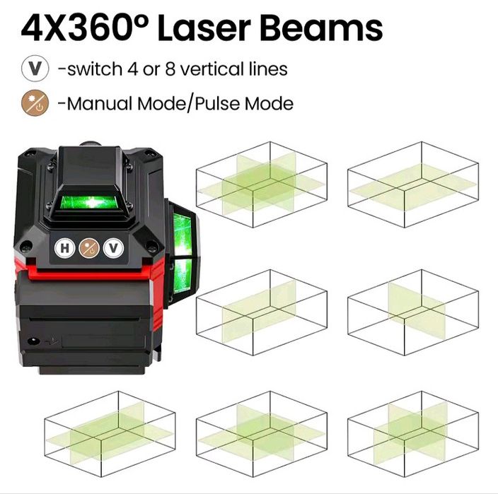 Nível a laser 4D 16 Linhas + tripé