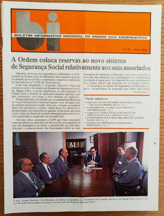 Boletim Informativo Nacional Ordem dos Engenheiros - de janeiro a junho de 1982
