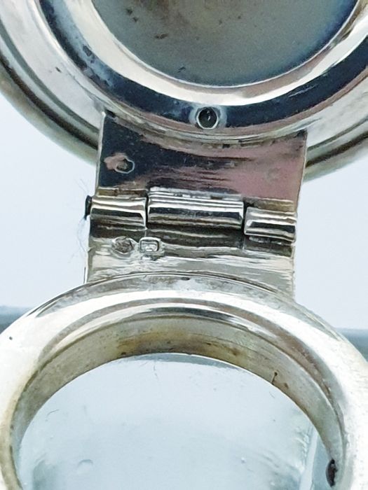 Tinteiro com armação em prata portuguesa estilo Arte Nova