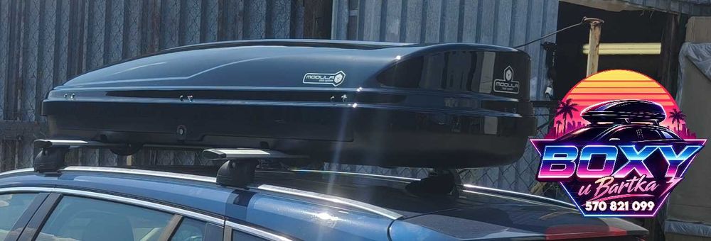 Box dachowy 500L - czarny połysk - opływowy - belki na każde auto