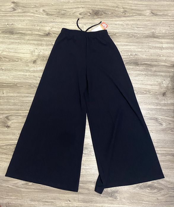 Нові штани-палаццо темно-сині, розмір М, на резинці та з шнурком