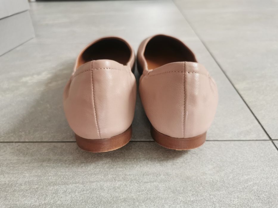 Nowe COX baleriny 38 37 balerinki pudrowy brudny róż nude skórzane but