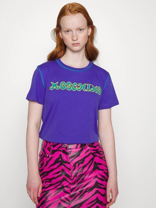 MOSCHINO T-shirt z haftowanym nadrukiem r. 38