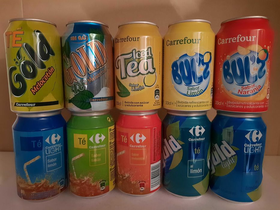Lote de 110 latas de bebidas diversas - Carrefour, DIA