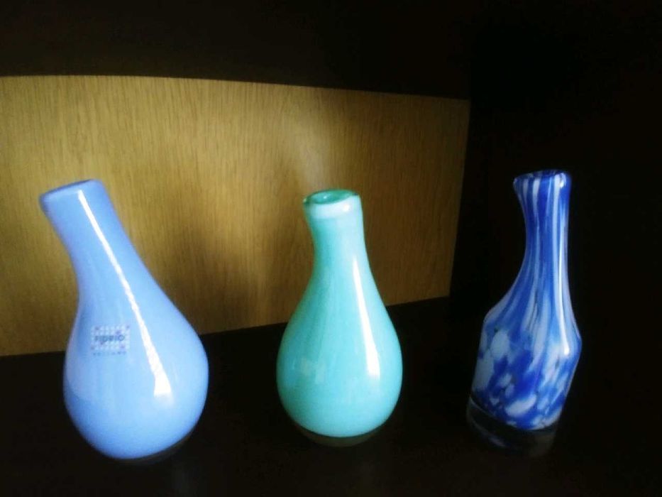 Komplet wazonów szklanych z czasów PRL-u