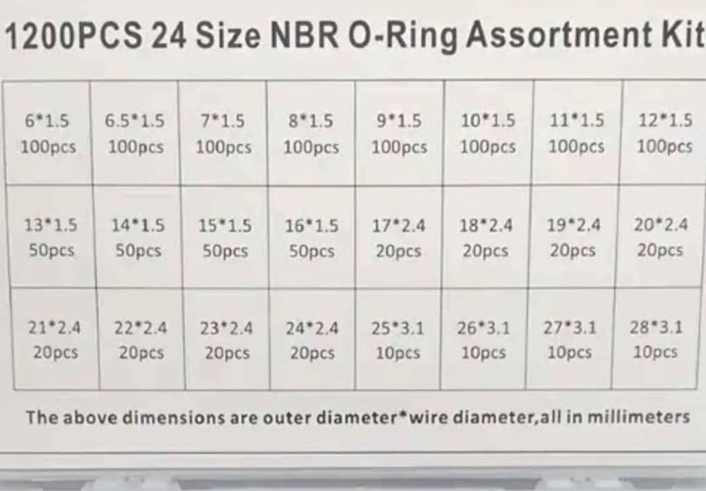Резиновые кольца  1200 шт. Є на 990 шт.