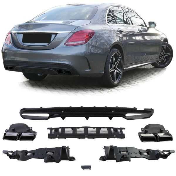 Difusor AMG Mercedes-Benz Classe C W205  - Preto