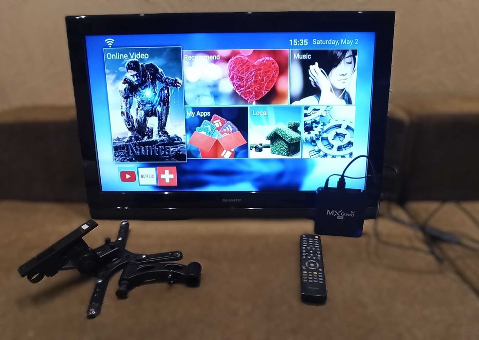 Телевизор SHARP 32" + смарт приставка MX Q pro 4K 5G