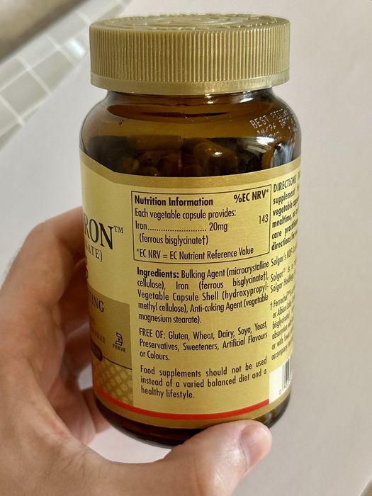 СРОЧНО И ДЁШЕВО! 134 капсулы Solgar Gentle Iron 20 мг (iHerb) железа бисглицинат Солгар