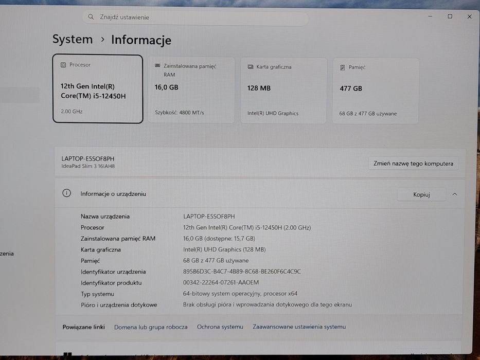Lenovo IdeaPad Slim 3 16" | i5-12450H | 16GB | 512GB | Win11