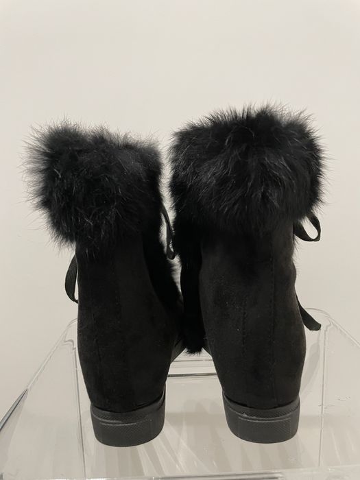 Botki sneakersy zimowe 39 czarne zamsz