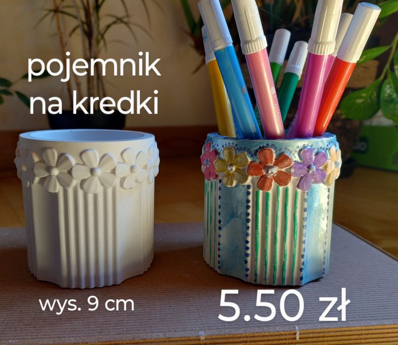 Gipsowy pojemnik na kredki do samodzielnego malowania