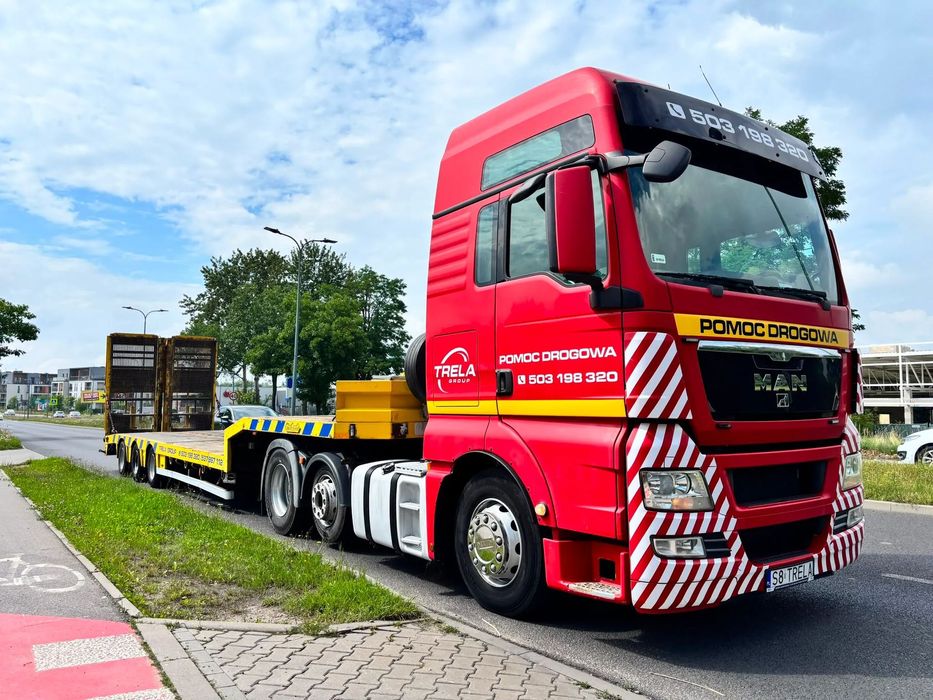 MAN TGX  pomoc drogowa + naczepa specjalna NOOTEBOOM niskopodwozie FV 23%