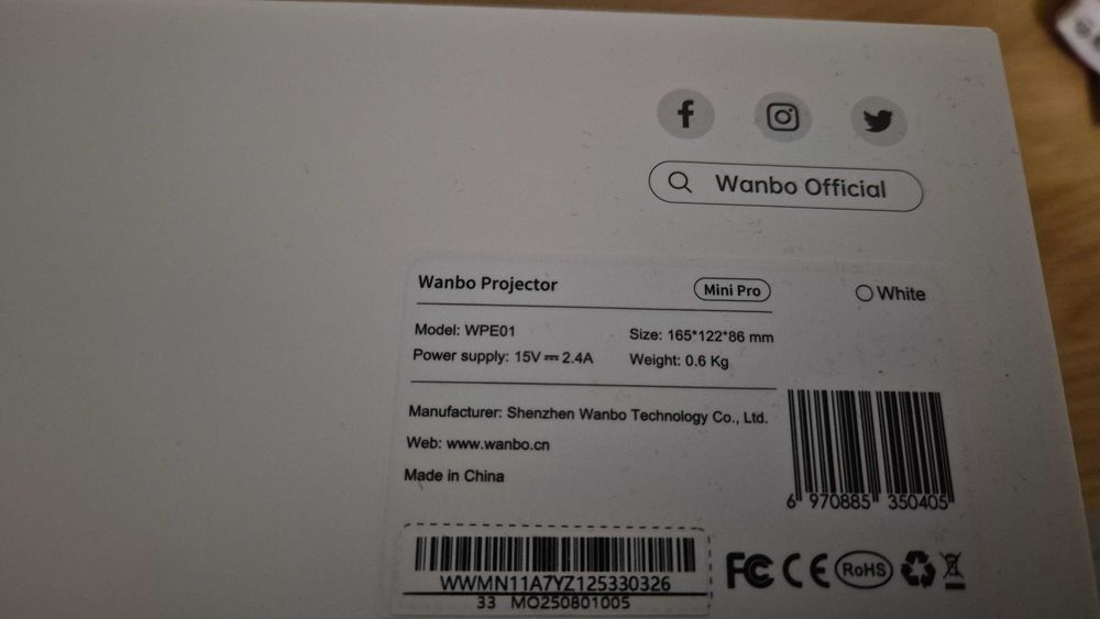 projektor Wanbo mini WPE01