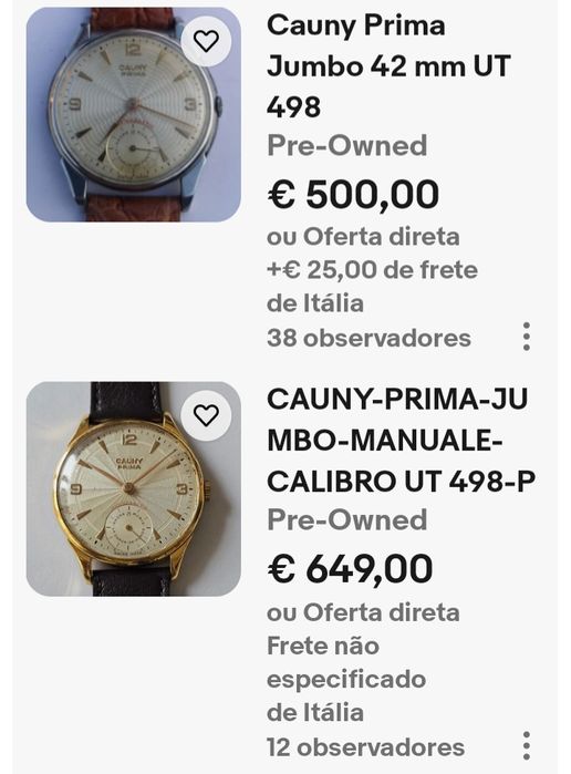 Relógio Cauny Prima 498. 21 rubis.