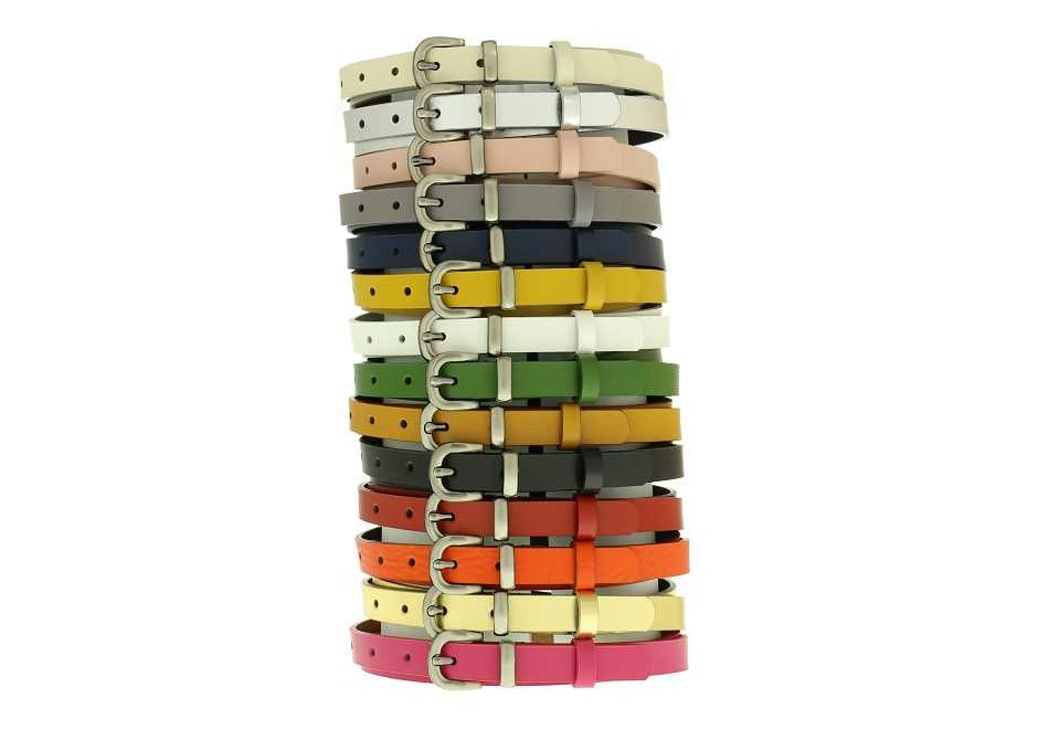 Pasek damski do spodni sukienki skóra naturalna srebrny skórzany