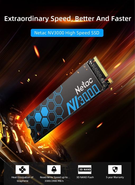 Netac SSD 500 ГБ SSD М.2 2280 PCIe3.0X4 новий ссд new ssd
