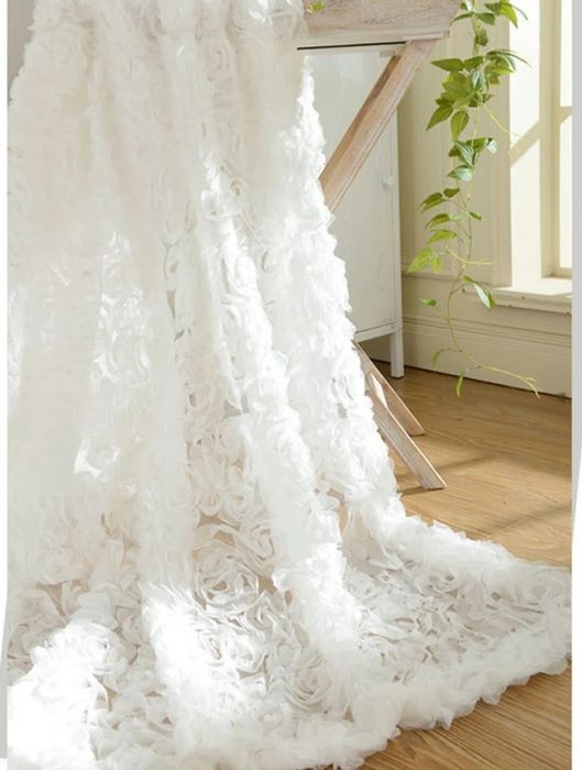 Firany białe romantyczna 3 d w wypukłe róże nowe śliczne  dekoracyjne