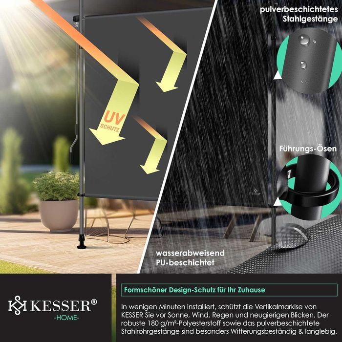 Маркиза жалюзь для вертикальної тераси, балкона Kesser 120x310см