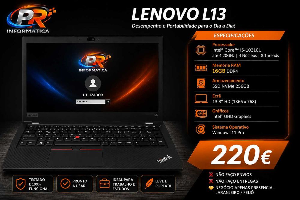 PORTATIL  Lenovo L13  16RAM  DISCO 256GB