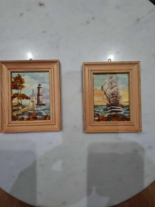 Bursztynowe obrazki 2 szt.