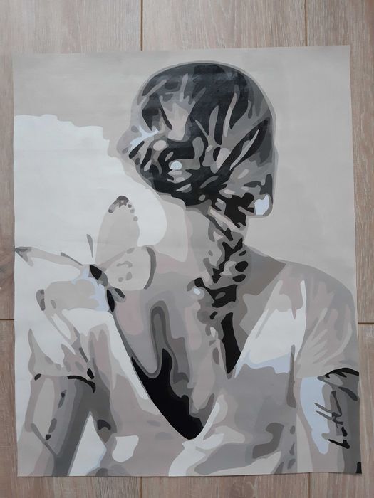 Obraz dziewczyna, kobieta z motylem