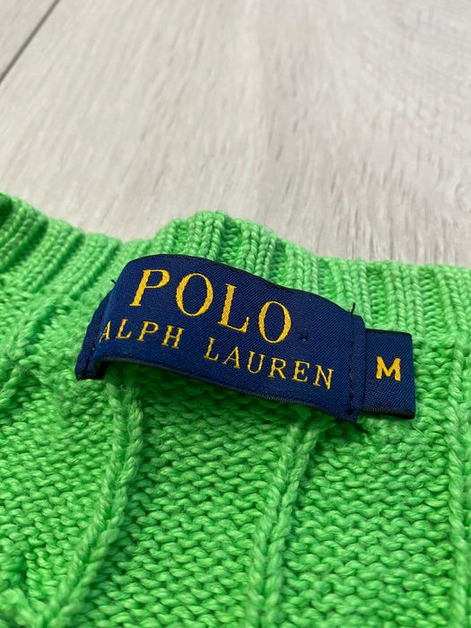 RALPH LAUREN r.M oryginalny sweterek bawełniany warkocz