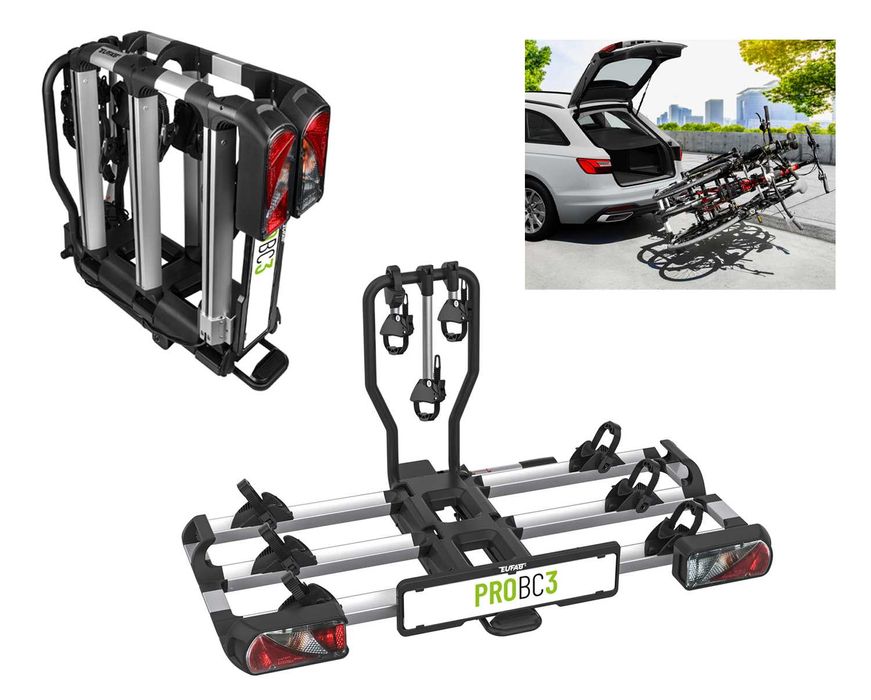 Eufab bagażnik na 3 rowery platforma na hak PROBC3 + 1 składany kostka