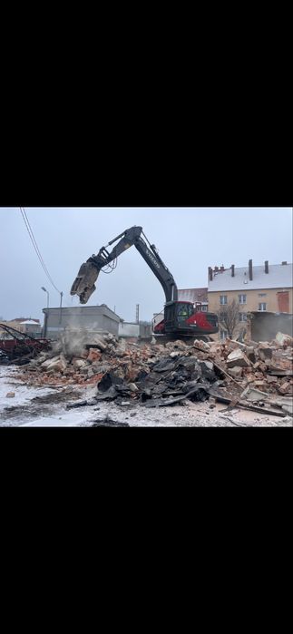 Rozbiórki wyburzenia roboty ziemnie młot szczęka kruszarka