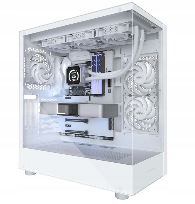 Musetex Obudowa Atx Pc Pre-Install 3 Wentylatory Biała Bez Rgb