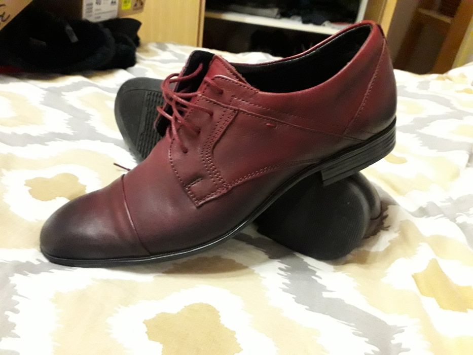 buty półbuty męskie chłopięce bordowe skórzane Nikol rozmiar 39/40