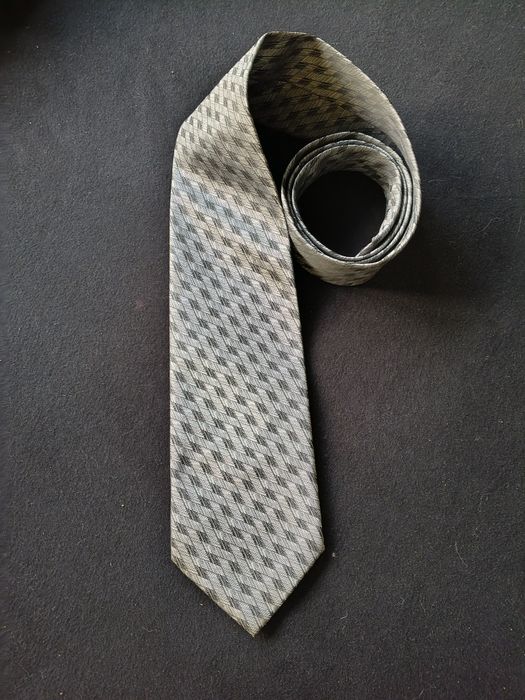Klasyczny krawat BOSS Hugo Boss – 10 cm szeroki, szary | stalowy żakard